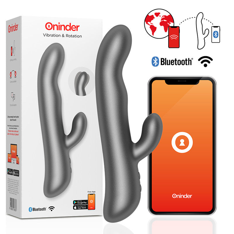 Oninder Oslo - Black Vibrating And Rotating Masturbator With Free App