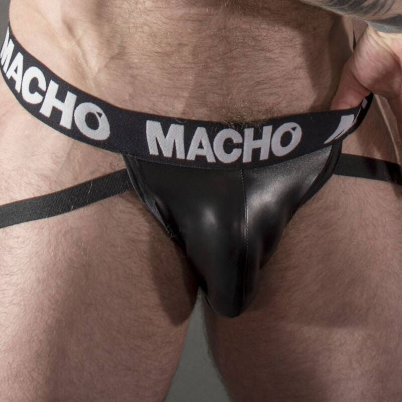 Macho Mx25nc – Premium Black Leather Jock (xl)