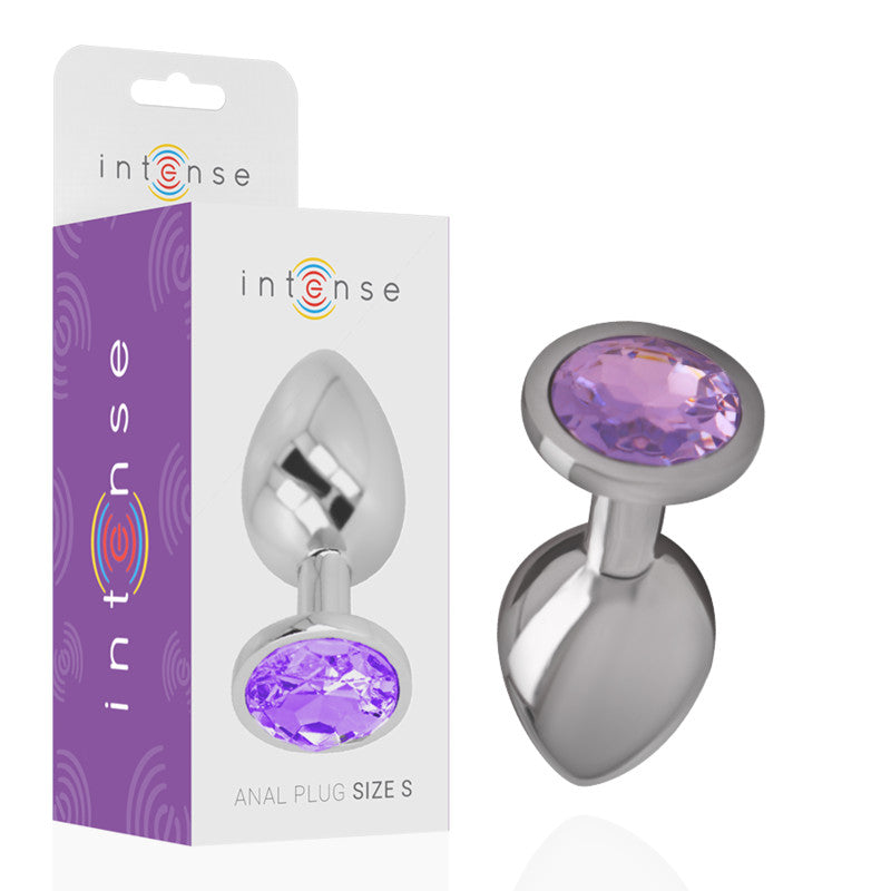 Intense - Large Aluminum Anal Plug With Purple Crystal