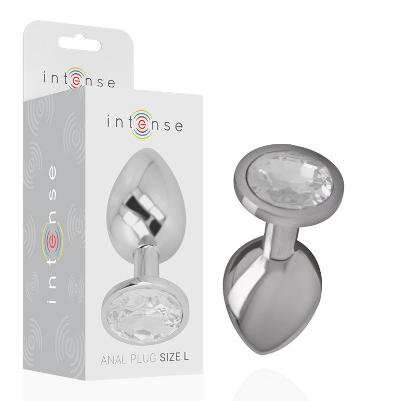 Intense – Premium Metal Anal Plug With Silver Crystal Size L