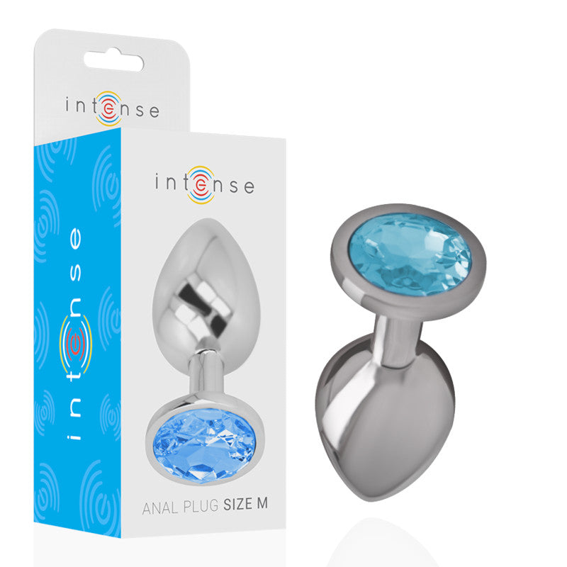 Intense - Premium Metal Anal Dildo With Blue Glass Size M