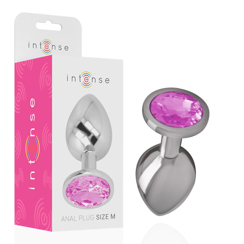 Intense – Aluminum Anal Plug With Pink Crystal Size M