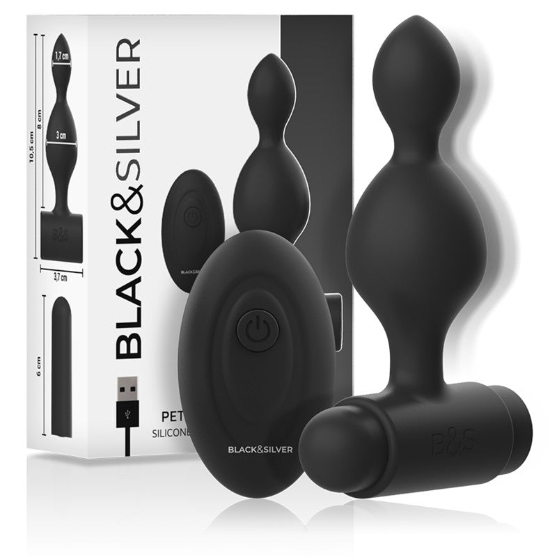 Black&silver – Tucker Small – Remote Control Silicone Anal Plug
