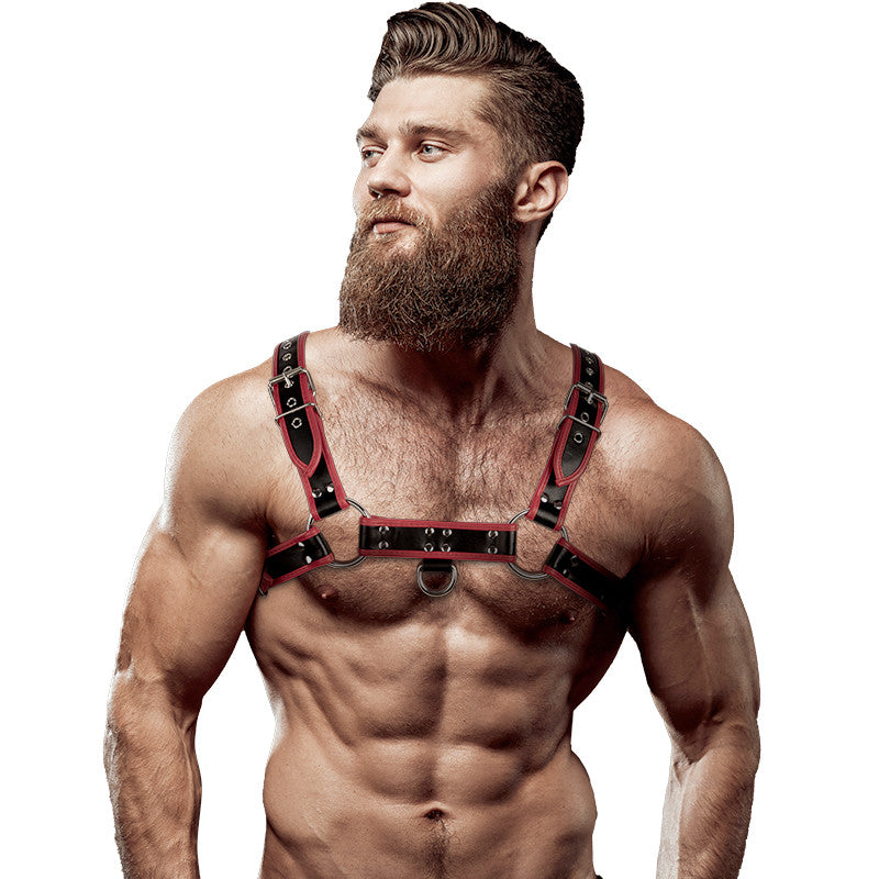Fetish – Men's Eco-leather Chest Strap Black/red