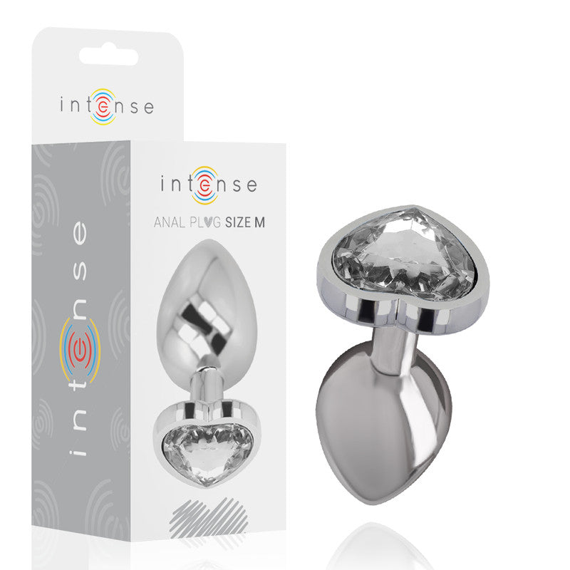 Intense – Premium Metal Butt Plug Size M With White Heart
