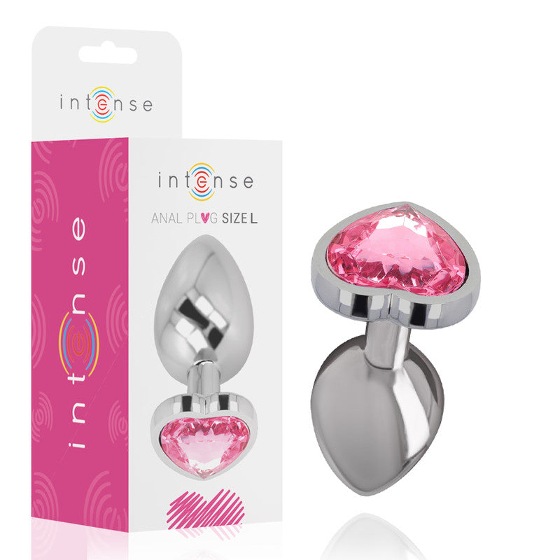 Intense - Premium Metal Anal Plug Pink Heart Size L