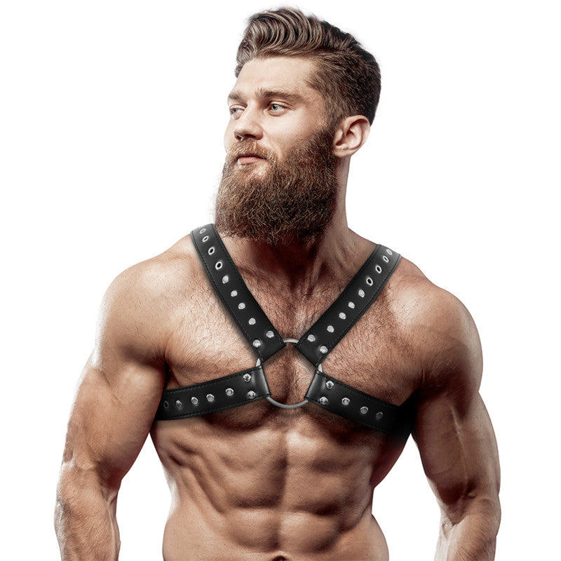 Fetish Submissive - Men's Eco-leather Chest Strap With Studs