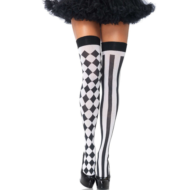 Leg Avenue - Black And White Garter Socks