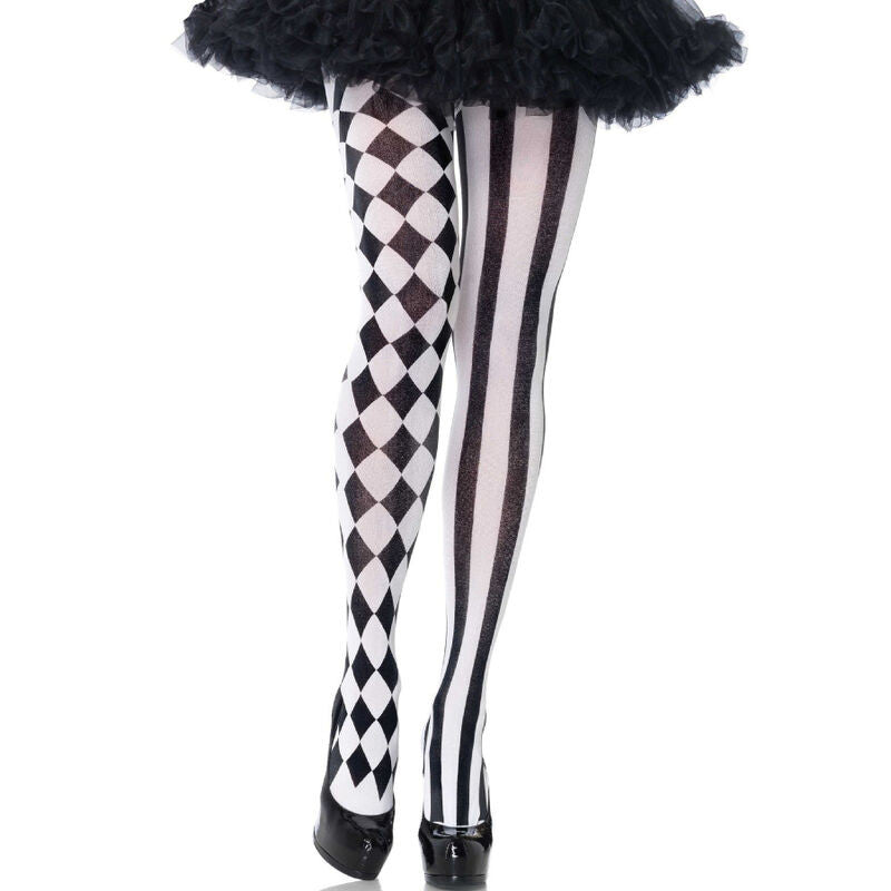 Leg Avenue – Black And White Harlequin Tights