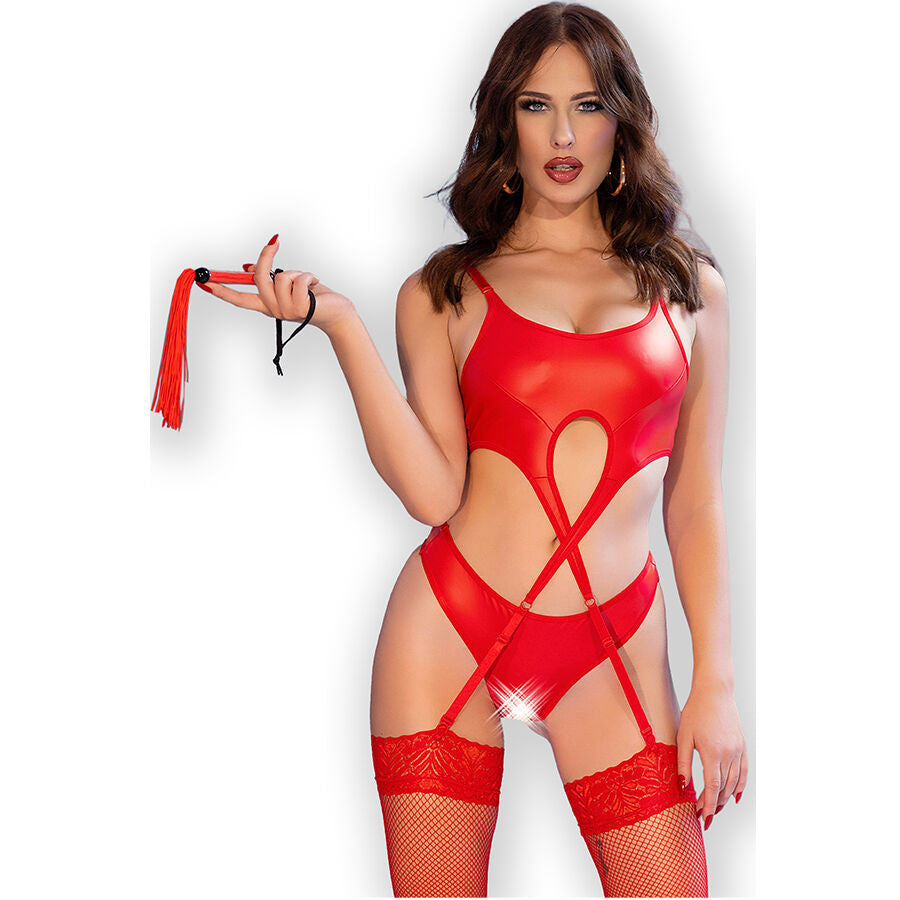 Chilirose - Sensual Red Four-piece Thigh-high Set