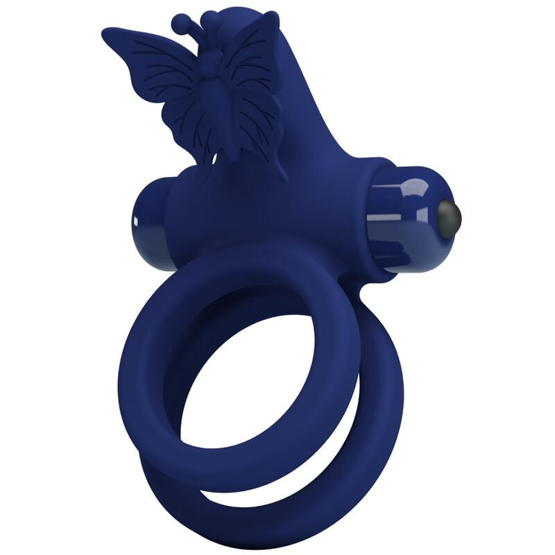 Pretty Love Jamele – Blue Double Ring With Vibrator And Butterfly Stimulator