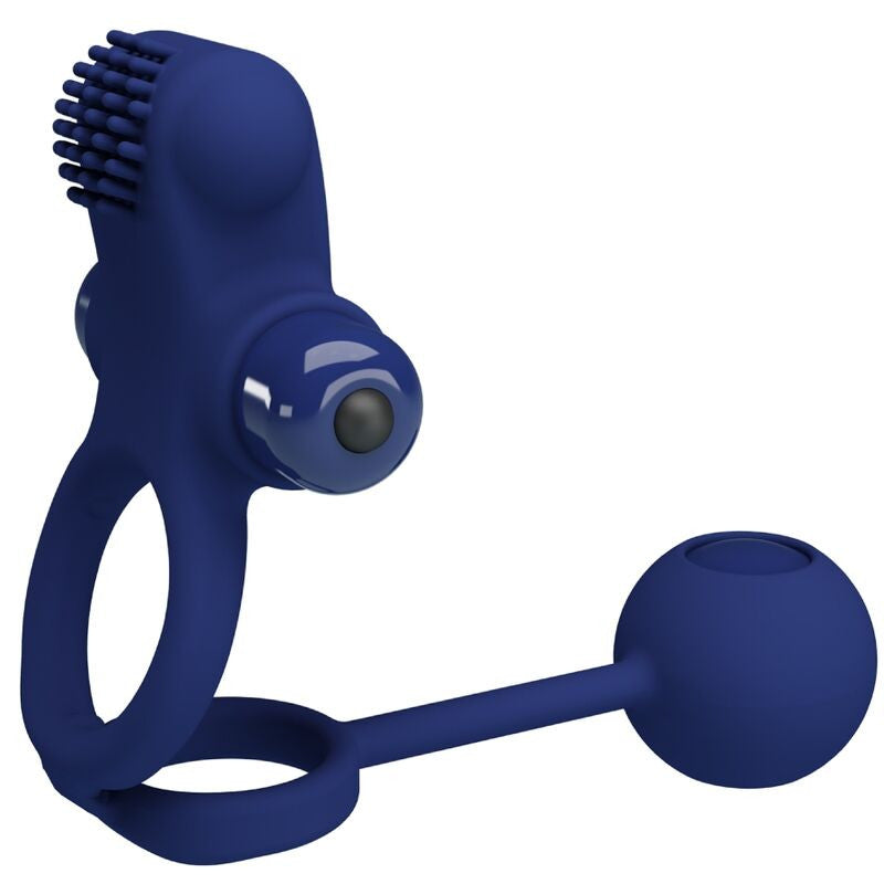 Pretty Love - Double Vibrating Ring With Plug Blue