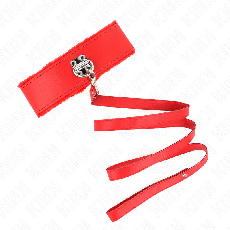 Kink – Adjustable Collar With Leash Silver Spikes Red