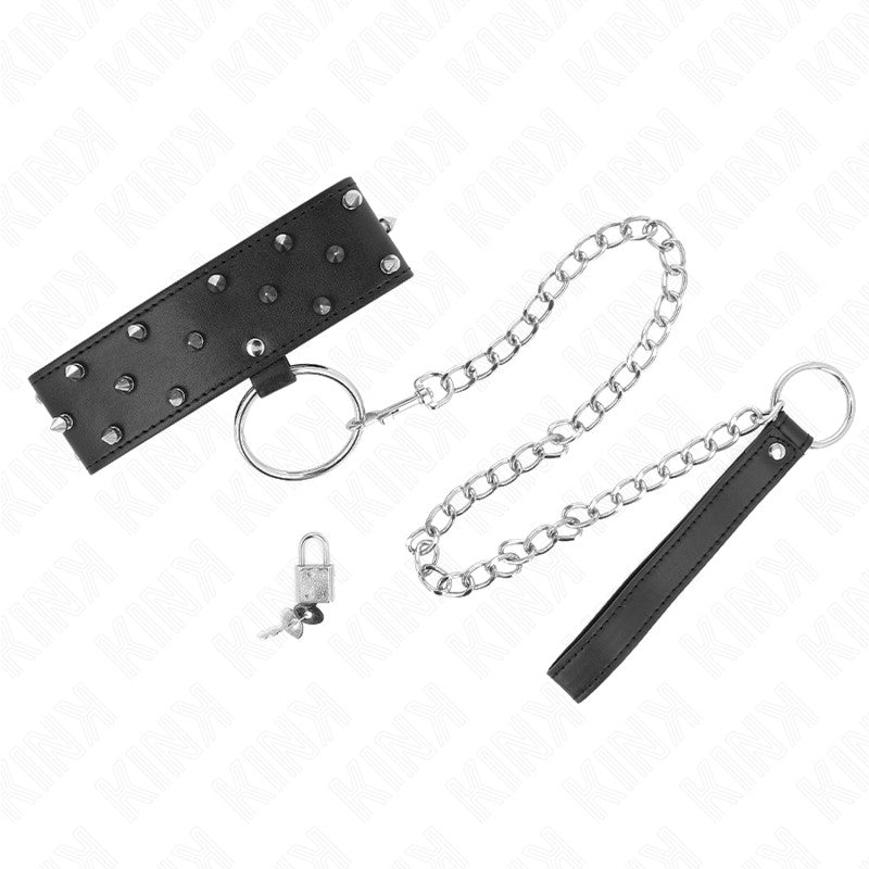 Kink – Adjustable Necklace With Leash Silver Spikes