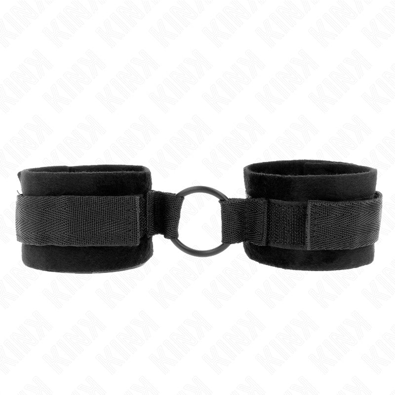 Kink - Adjustable Black Fur Handcuffs With O-ring