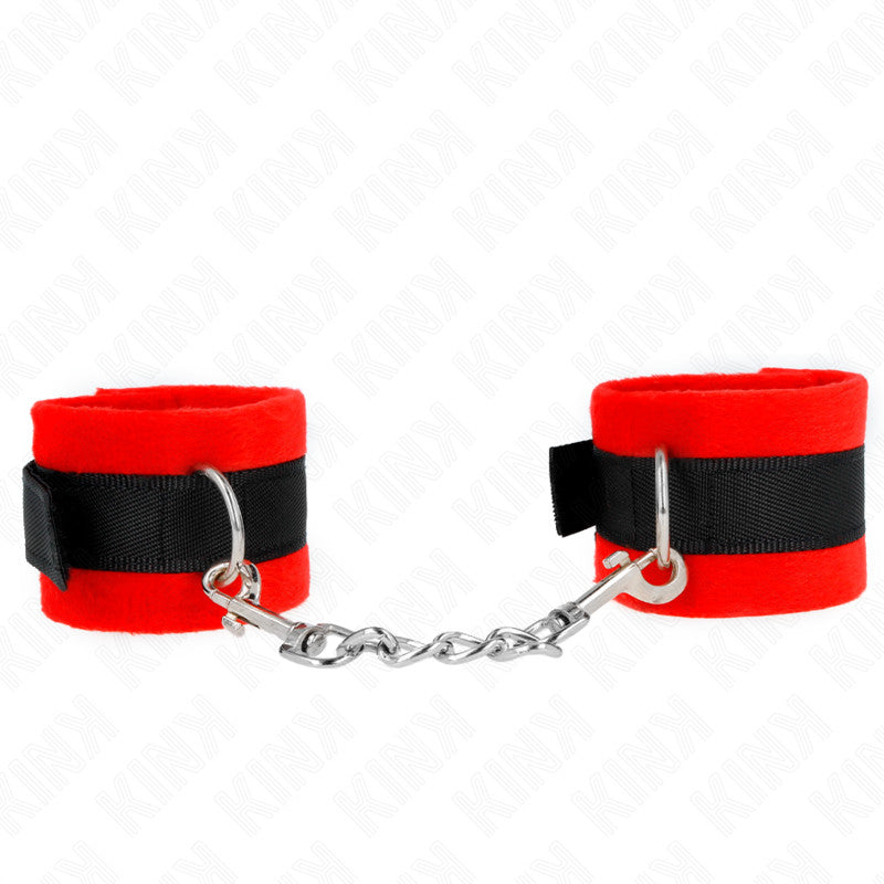 Kink - Beginner Premium Furry Handcuffs Black-red 30 X 7 Cm