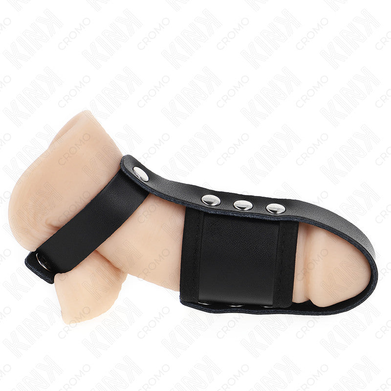 Kink - Leather Penis Cage Ring With Adjustable Ball Separator