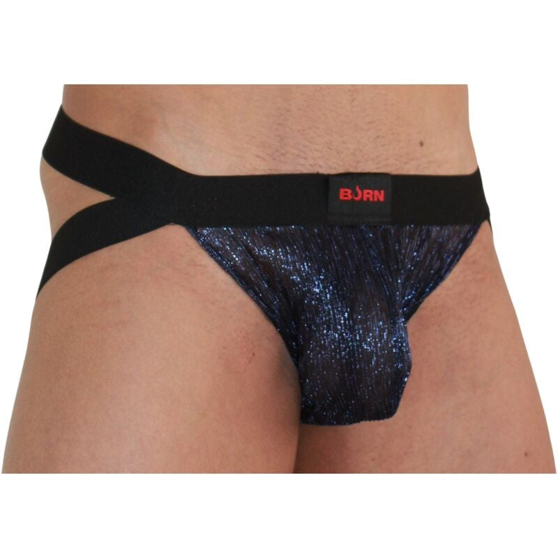 Burn - Shiny Blue-black Jockstrap 006 Size M