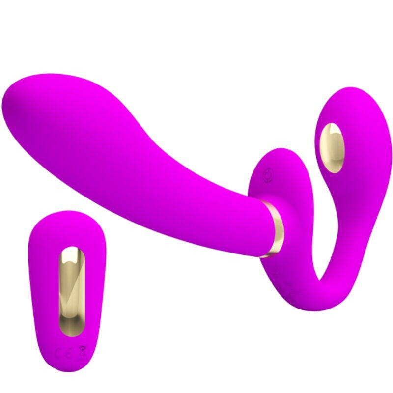 Pretty Love - Remote Control Double Strap-on Vibrator Purple