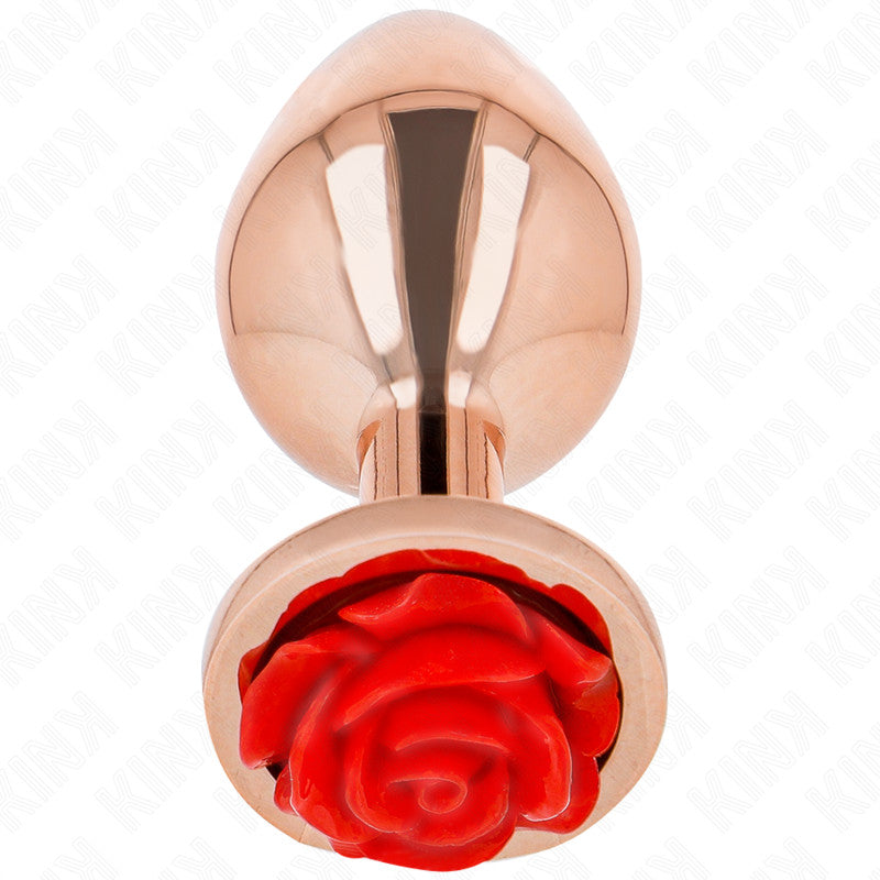 Kink – Elegant Red Rose Anal Dildo In Rose Gold Color