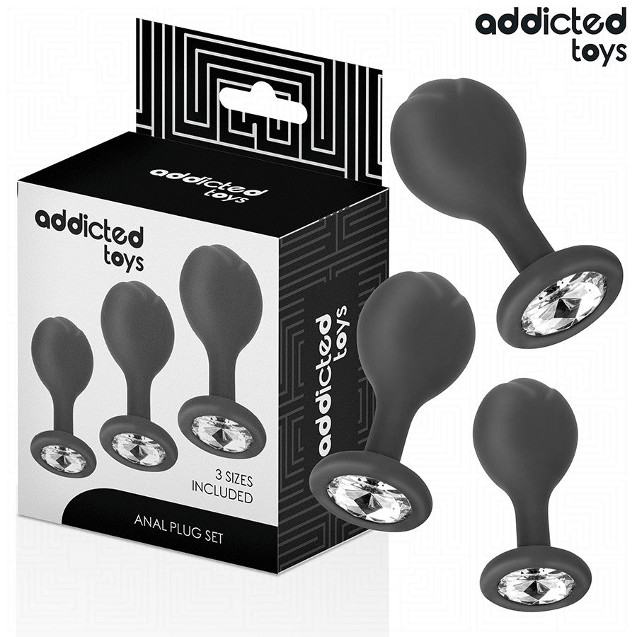 Addicted Toys – 3-piece Beaded Silicone Anal Plug Set