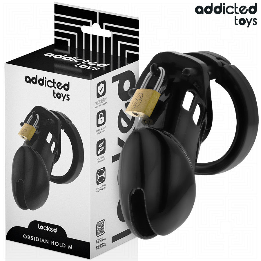 Addicted Toys Locked - Obsidian Penis Cage Size M