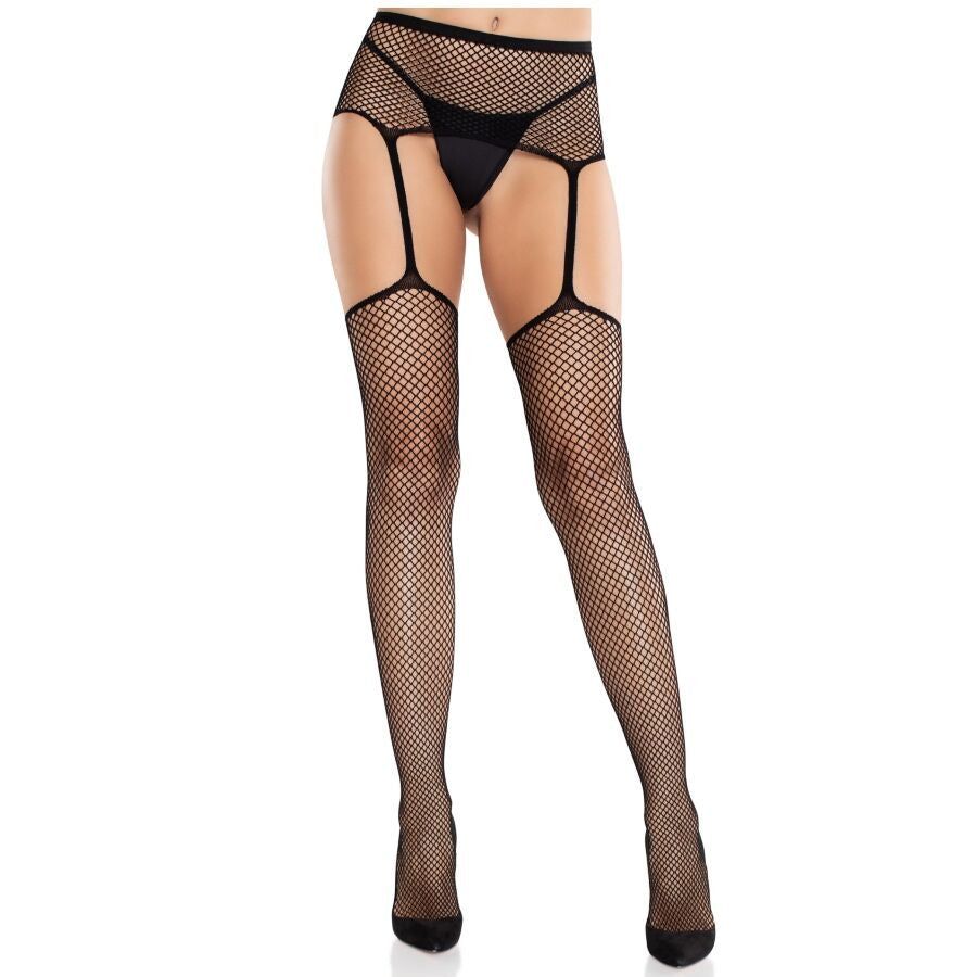 Leg Avenue - Lace Thigh Highs With Cross And Garter Belts