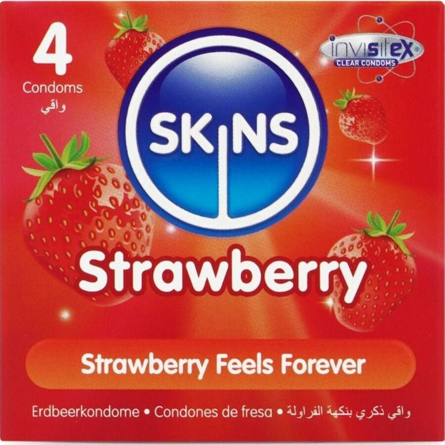 Skins - Strawberry Flavored Premium Condoms In A Pack Of 4