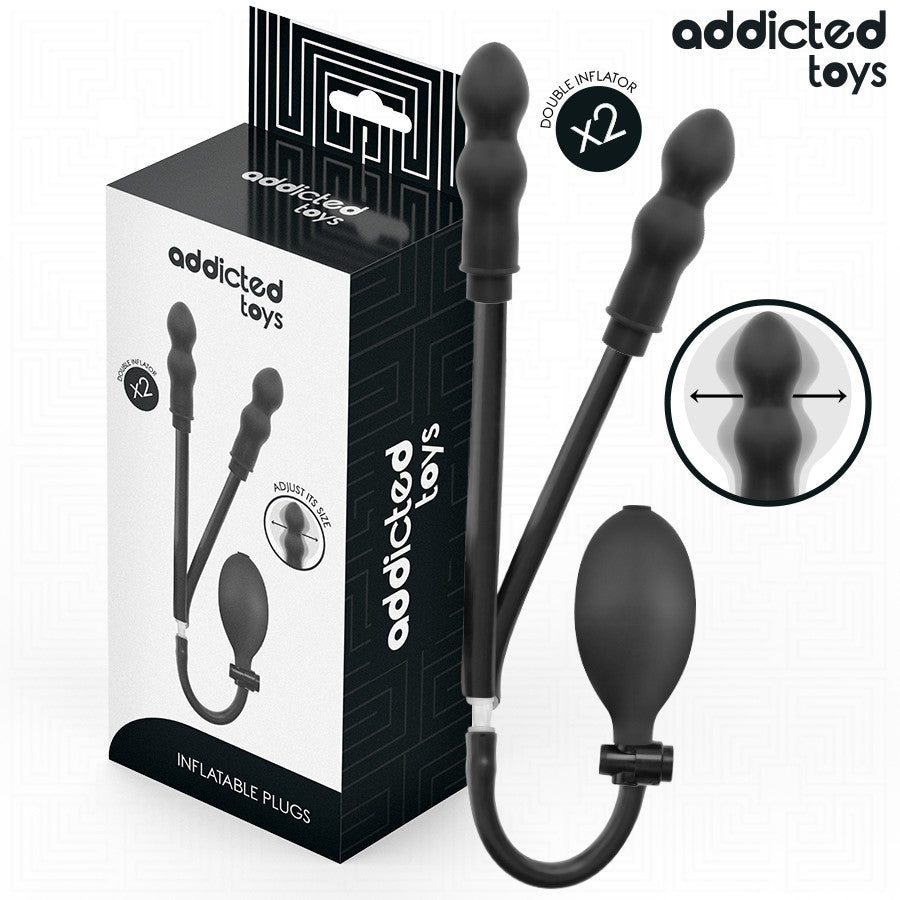 Addicted Toys Anal Plug Double Inflatable Adjustable Size Black