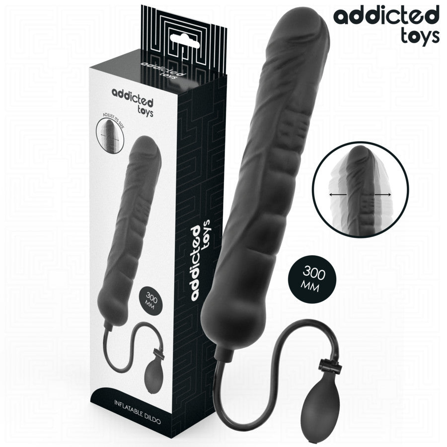 Addicted Toys Dildo Inflatable Adjustable Size Xl Black