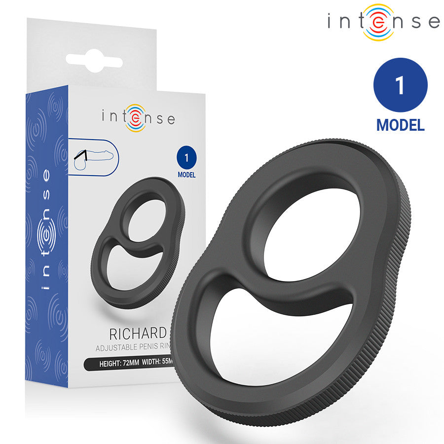 Intense Penis Ring Double Ring Flexible 7.2 Cm Black