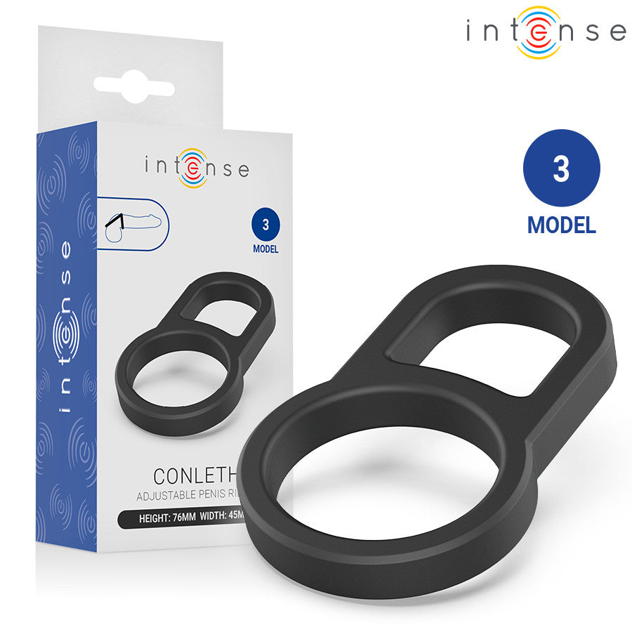 Intense Penis Ring Double Ring Flexible Comfortable 7.6 Cm Black