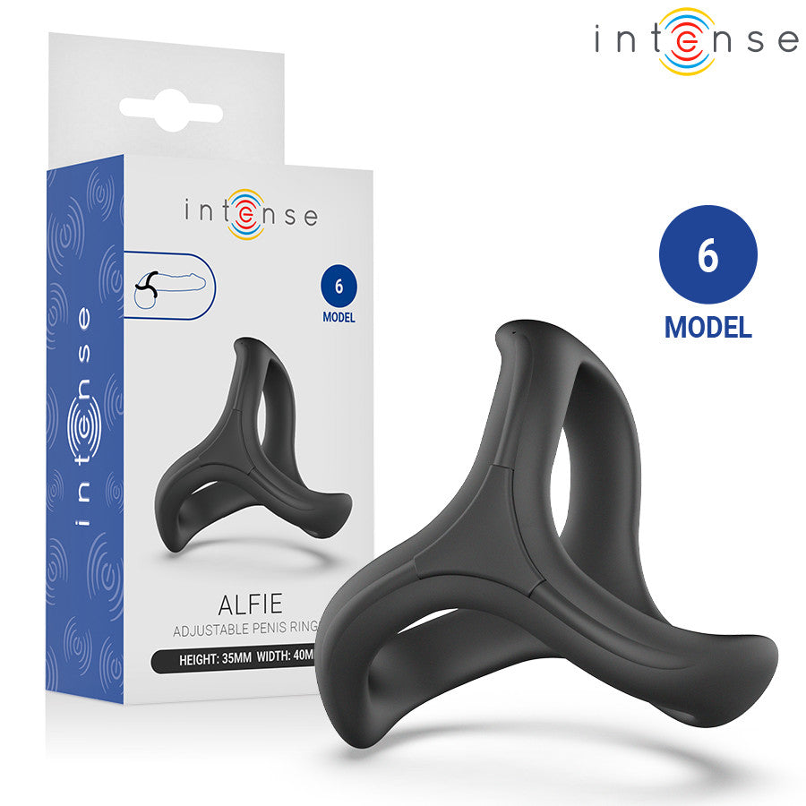 Addicted Toys Penis Ring Adjustable Three-ring Flexible 3.9 Cm Diameter Black