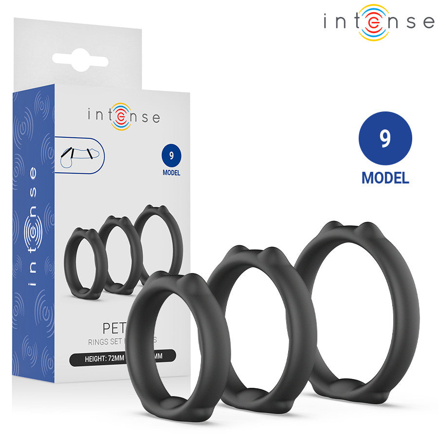 Addicted Toys Penis Ring Set 3 Sizes Flexible Comfortable Black