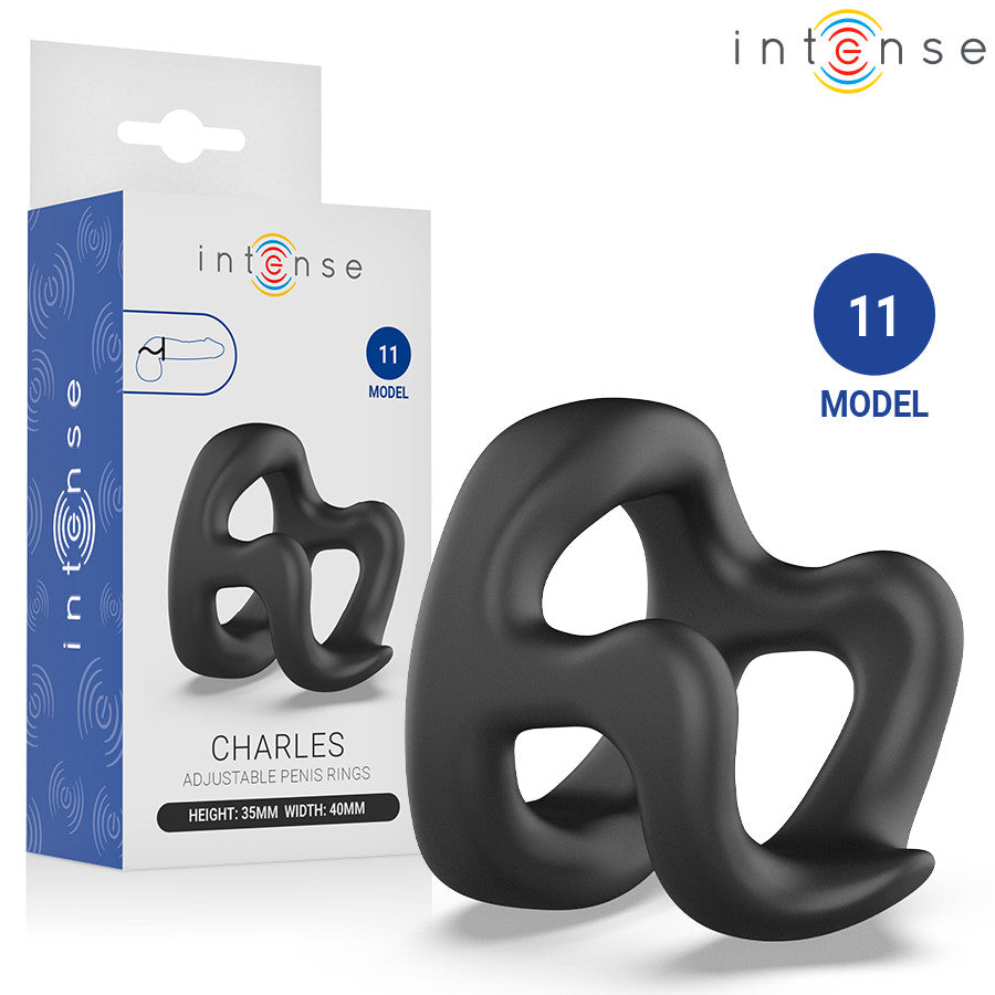 Intense Penis Ring Adjustable Stable H-shaped 3.5x4 Cm Black