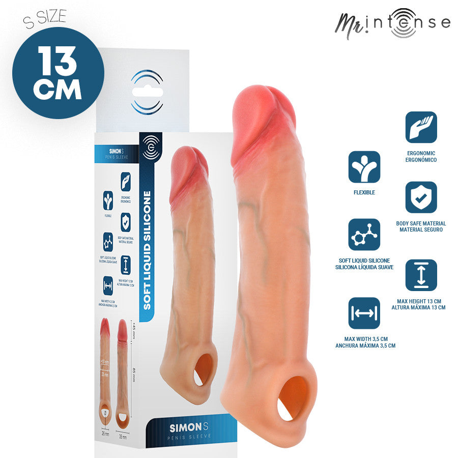 Mr Intense Penis Sleeve Realistic Flexible 13 Cm Black
