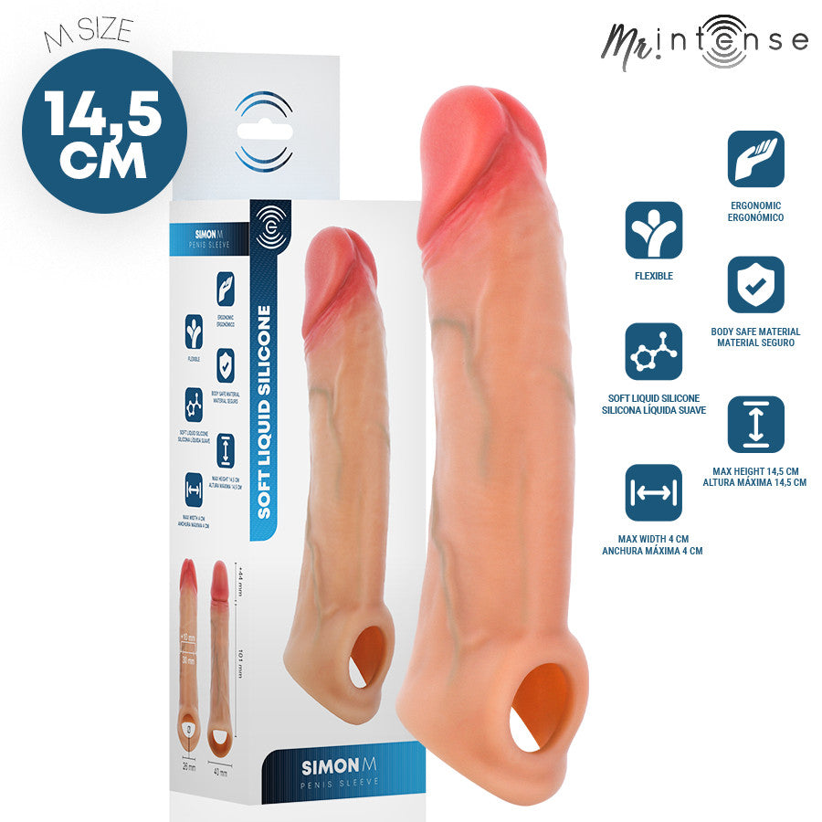 Mr Intense Penis Sleeve Realistic Feel Flexible Silicone 14.5 Cm Black