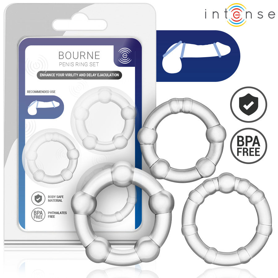 Intense Penis Ring Set 3 Pieces Waterproof Comfortable Silicone