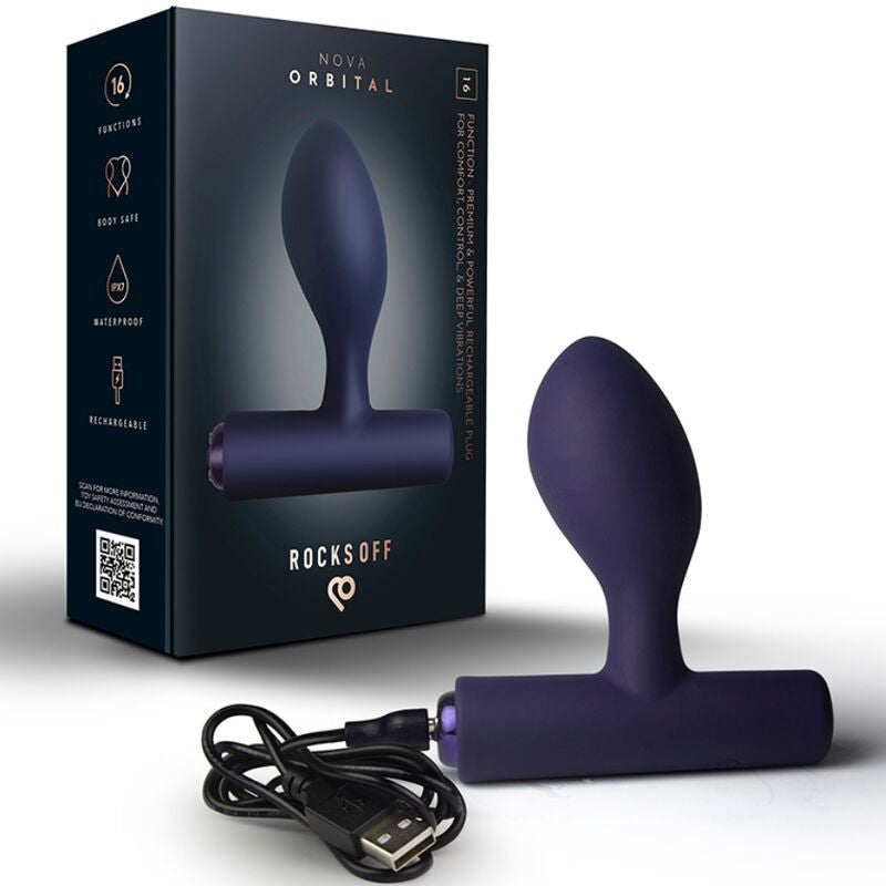 Rocks-off Anal Plug 16 Vibration Levels Waterproof Prostate Stimulating Blue Usb Rechargeable