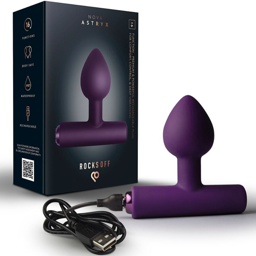 Rocks-off Anal Plug Vibrating 16 Functions Usb Charging Purple