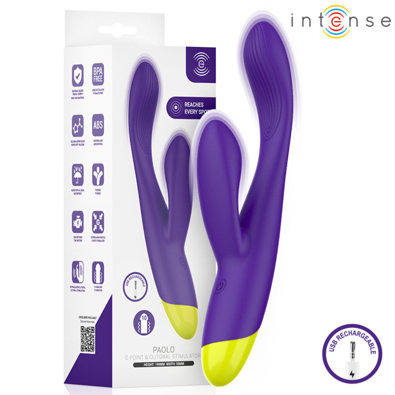 Intense Vibrator Usb Rechargeable 10 Modes G-spot And Clitoral Stimulation Waterproof 19 Cm