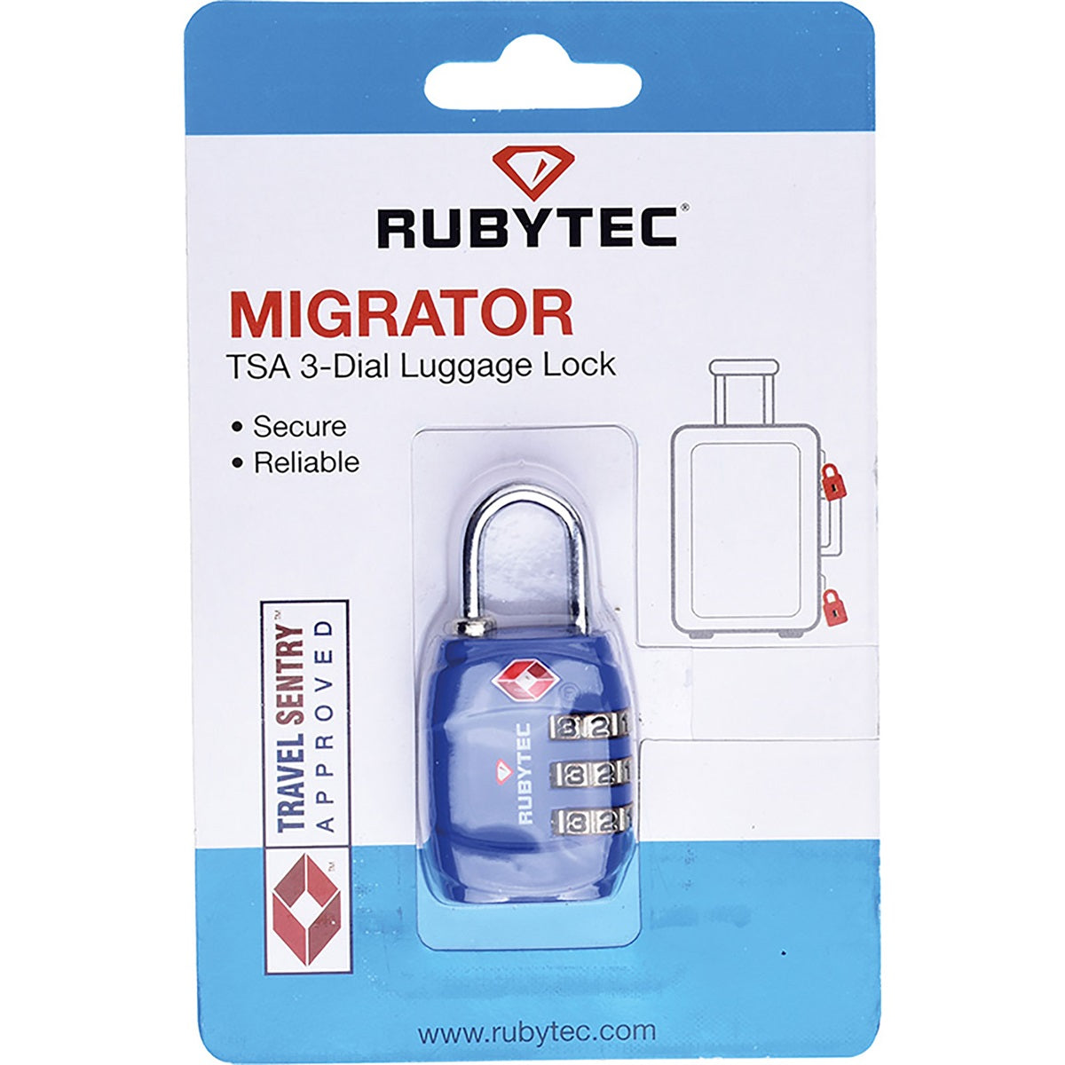 Rubytec Migrator Tsa 3 Dial Luggage Lock Blue