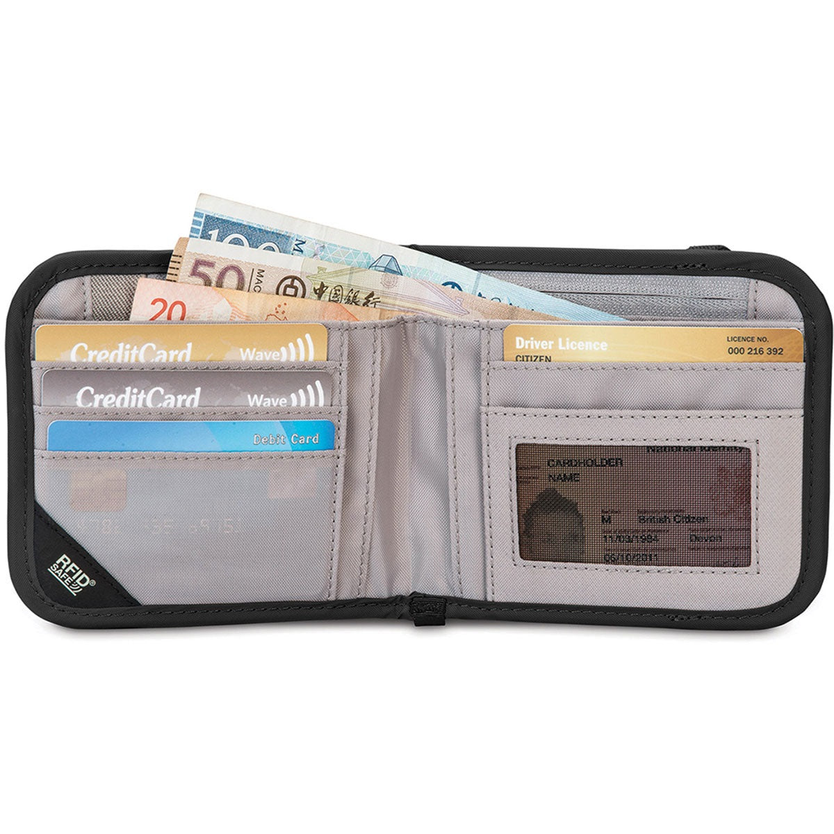 Pacsafe Rfidsafe V100 Bifold Wallet Black