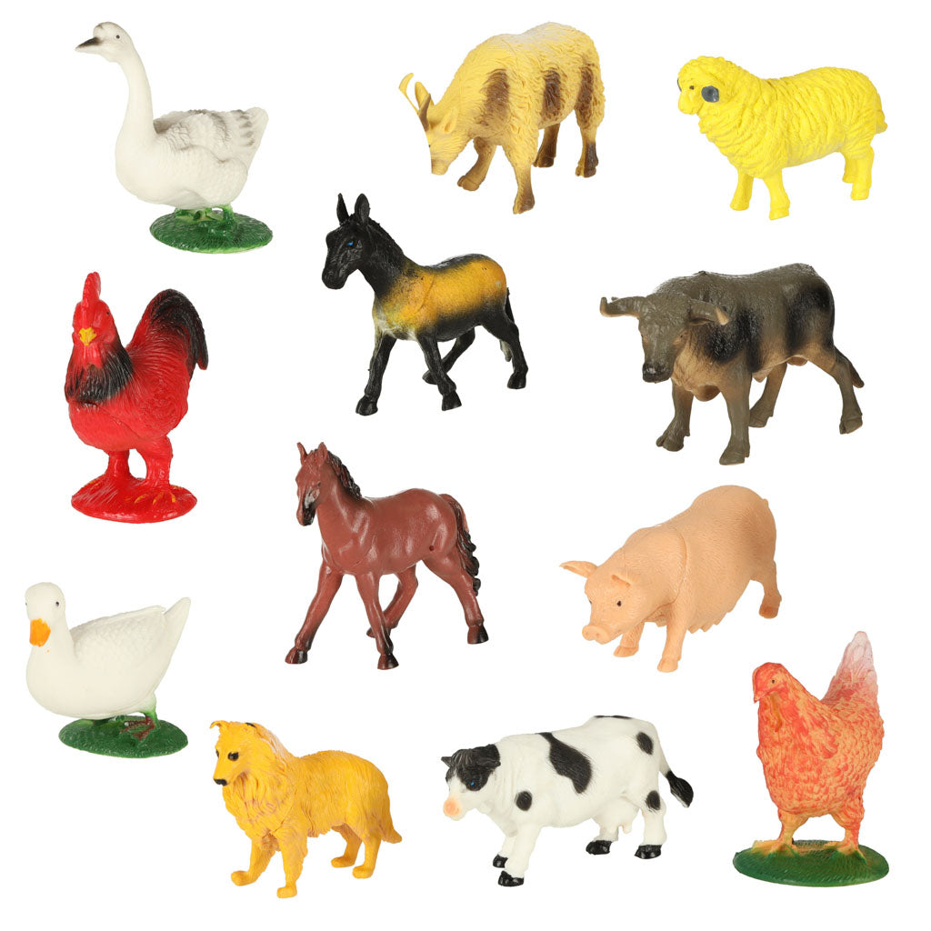 Figurines Farm Animals Set Cow Horse 12pcs