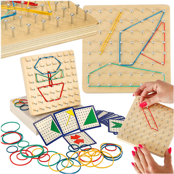 Geoboard Geoplan Wooden Puzzle Creating Shapes With Rubber Bands