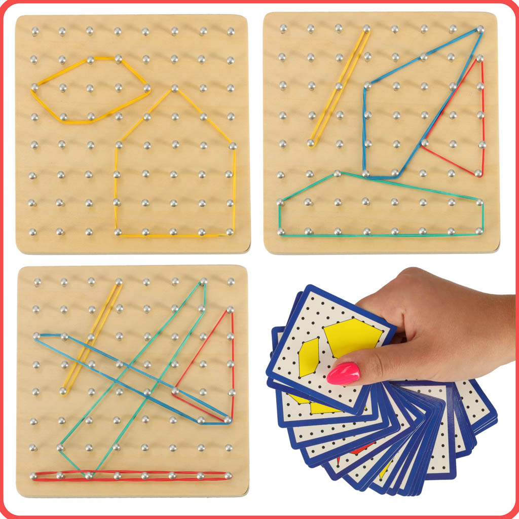 Geoboard Geoplan Wooden Puzzle Creating Shapes With Rubber Bands