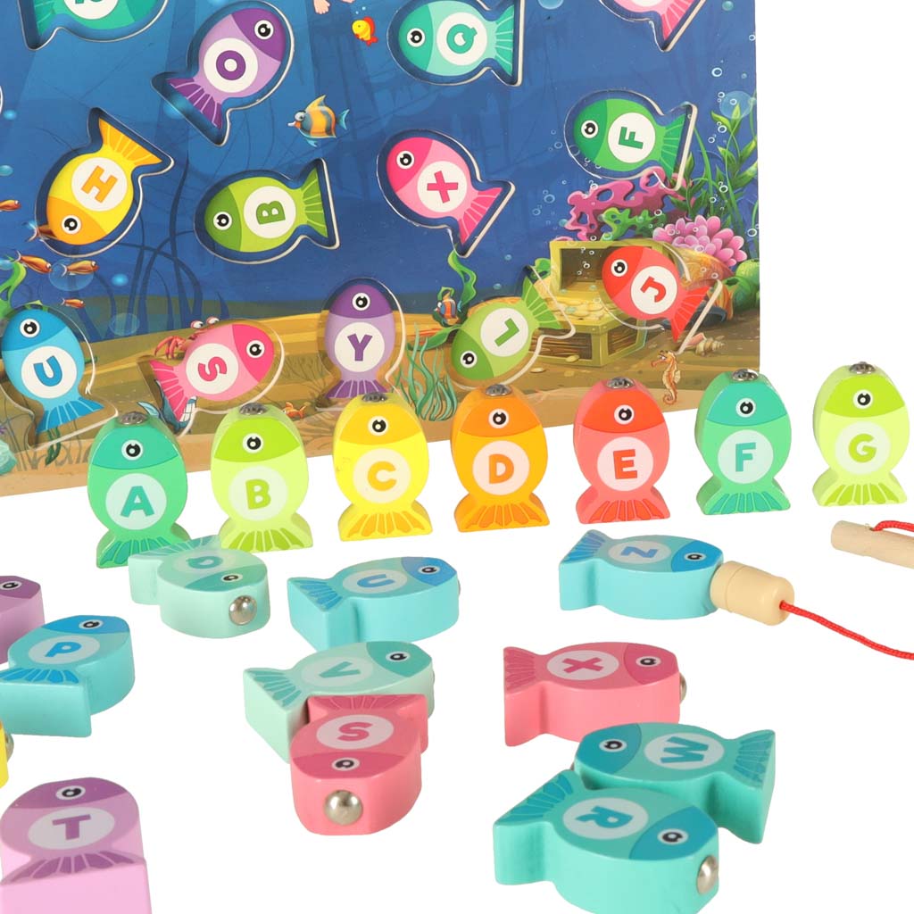 Gioco Montessori con magnete per la pesca del pesce in legno