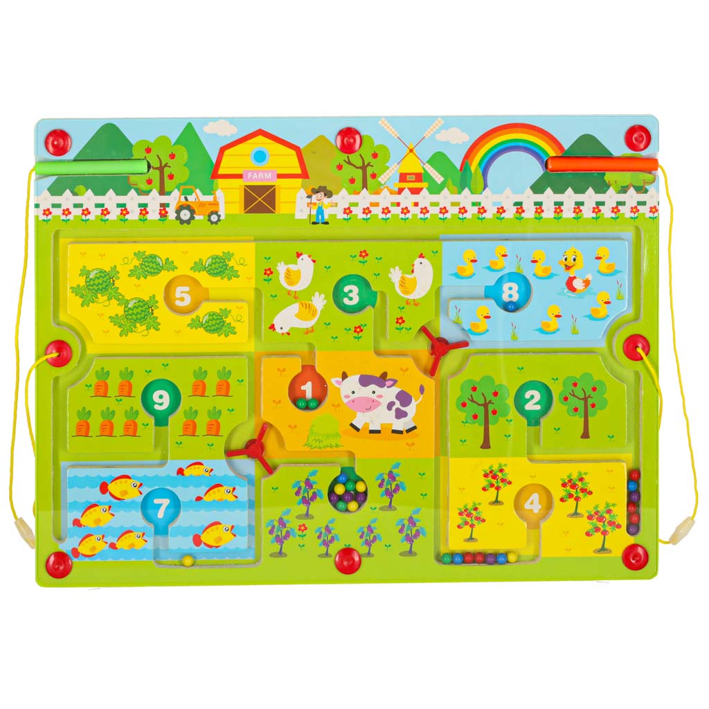 Magnetisch doolhofspel Houten bord Reisboerderij 2 spelers