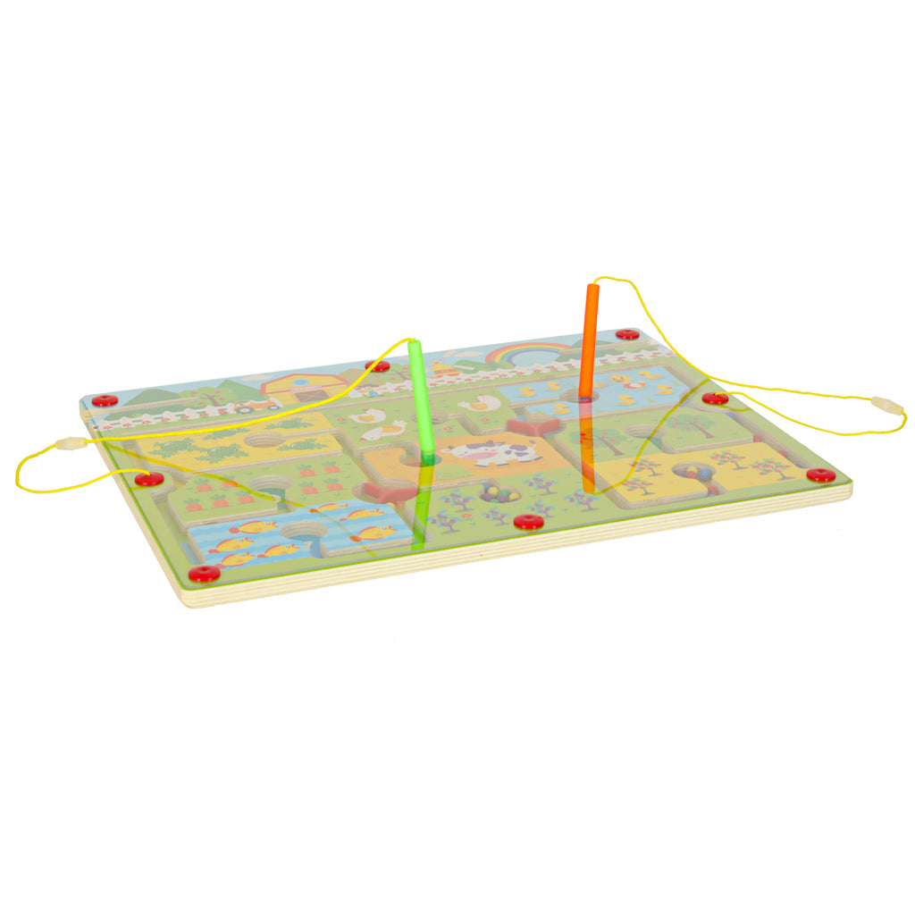 Magnetisch doolhofspel Houten bord Reisboerderij 2 spelers
