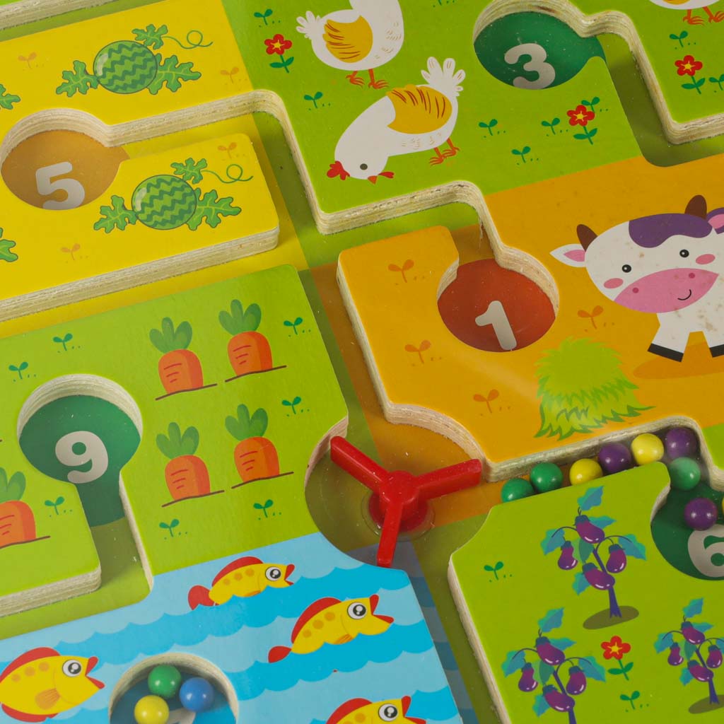 Magnetisch doolhofspel Houten bord Reisboerderij 2 spelers